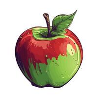 An apple with a green and red paint on it vector