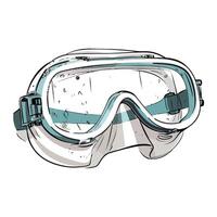 A drawing of a diving mask and goggles vector