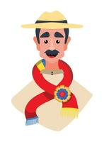 A man in a hat and scarf with a red ribbon vector