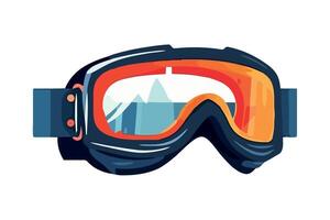 Snowboard goggles with mountain view illustration vector