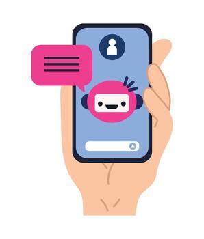 Chatbot on smartphone vector