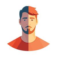 A man with a beard and red hair is shown in a flat style vector