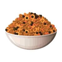 A bowl of cereal with nuts and berries vector