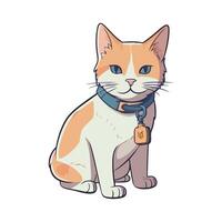 A cartoon cat with a collar on its neck vector