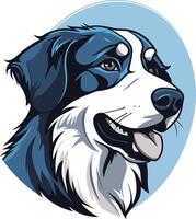 A friendly and playful cartoon illustration of a bernese mountain dog with a happy expression vector