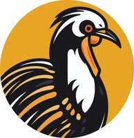 A bold, stylized illustration of a bird, perfect for logo design, branding, or wildlife themed projects vector