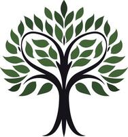 Stylized Green Tree with Heart Shape vector