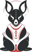 Black Rabbit Sitting in a Red Halo vector