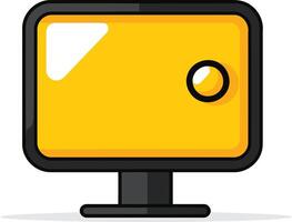A simple and friendly cartoon illustration of a yellow computer monitor vector