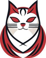 Stylized Cat Portrait with Red and Black Accents vector