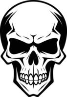 A menacing black and white illustration of a human skull, perfect for adding a touch of danger to your designs vector