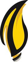 A bold and abstract logo design with a yellow flame shape and black outline, perfect for branding and identity purposes vector