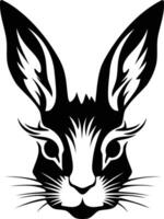A stylized black and white rabbit head with sharp features, perfect for tattoos and graphic design vector