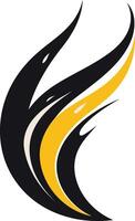 Abstract Flame Design in Black and Yellow vector