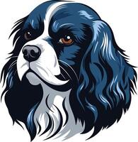 A striking illustration of a cavalier king charles spaniel with a playful, attentive expression vector