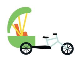 A bicycle with a basket on the back and a green umbrella vector