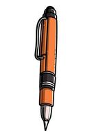 A pen with a black handle and orange tip vector