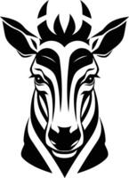 A striking black and white illustration of an antelope head, ideal for logos, branding, and designs with a wild and bold aesthetic vector
