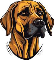 A majestic rhodesian ridgeback portrait, showcasing its powerful build and intelligent gaze vector
