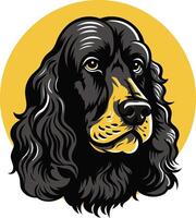A striking illustration of a black and tan cocker spaniel, with a detailed, realistic style vector