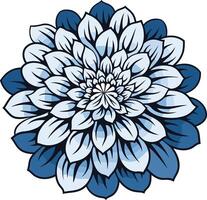 A detailed illustration of a blue and white stylized flower, perfect for adding a touch of elegance to designs vector
