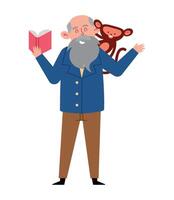 An old man with a beard and a monkey vector