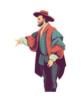 A man in a costume pointing to something vector
