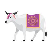 A cow with a purple and yellow design on its back vector