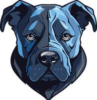 A powerful and striking illustration of a blue and black pit bull head, perfect for use in t-shirt designs, social media graphics, and more vector