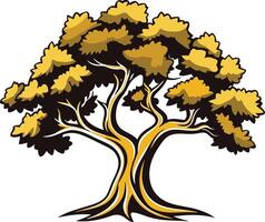 Golden Tree with Spreading Branches vector