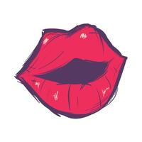 A red lips with a pink tongue on a white background vector
