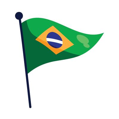 Brazil flag waving on a white background