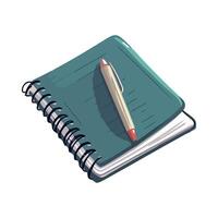 A notebook with a pen and a pencil on top vector