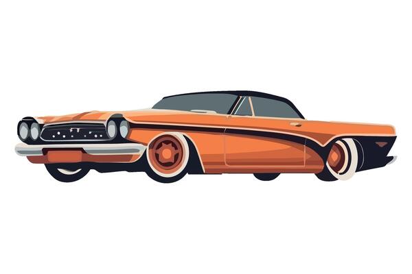 An orange car on a white background