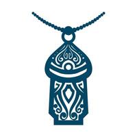 A blue pendant with an ornate design vector