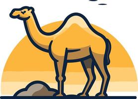 Camel Silhouette Against a Setting Sun vector