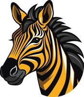 A bold and striking illustration of a zebra's head, featuring a close-up view of its distinctive black and yellow stripes vector