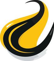 Abstract logo design featuring a black curved shape against a yellow background vector