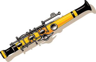A detailed illustration of a yellow woodwind instrument, perfect for musical projects or to add a touch of classical music to your design vector