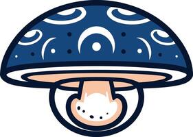 A whimsical and stylized blue mushroom with a unique design, perfect for branding, merchandise, or digital use vector