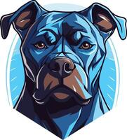 A bold and colorful illustration of a pit bull's face, perfect for adding a powerful and eye-catching element to your design vector