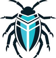 A modern, abstract logo of a bug with a teal and black color scheme vector