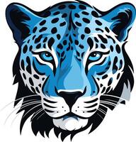 A striking blue and white leopard head illustration, perfect for logos, branding, and designs that need a fierce and unique touch vector