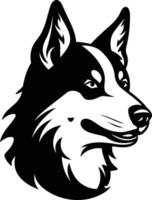 A strong and striking black and white illustration of a husky's head, perfect for branding, logos, and design projects vector