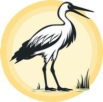 White Stork on a Yellow Background vector