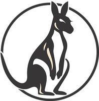 Silhouette of a Kangaroo in a Circle vector