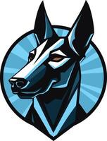 A bold and dynamic logo featuring a stylized wolf's head with sharp angles and a cool blue color scheme vector
