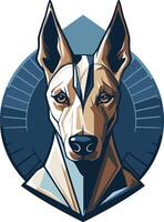 A stylized, geometric illustration of a dog's head, perfect for branding and design projects that require a bold and modern aesthetic vector