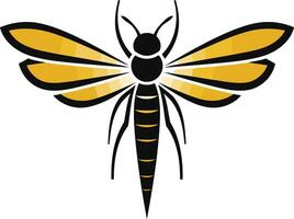 Stylized bee or wasp logo in black and yellow, perfect for branding or design projects vector