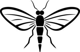 Simple black and white silhouette of a fly, perfect for branding, logos, or iconography vector